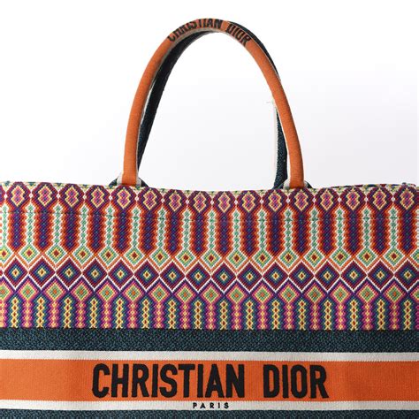 orange dior book tote|CHRISTIAN DIOR Canvas Embroidered Large Book Tote Orange .